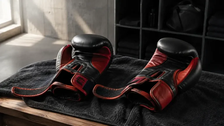 Guantes de boxeo abiertos ventilando para quitar mal olor guantes boxeo