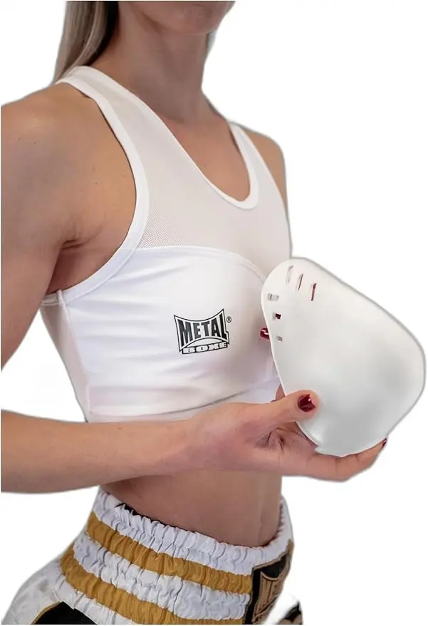 Metal Boxe protector pecho boxeo mujer blanco