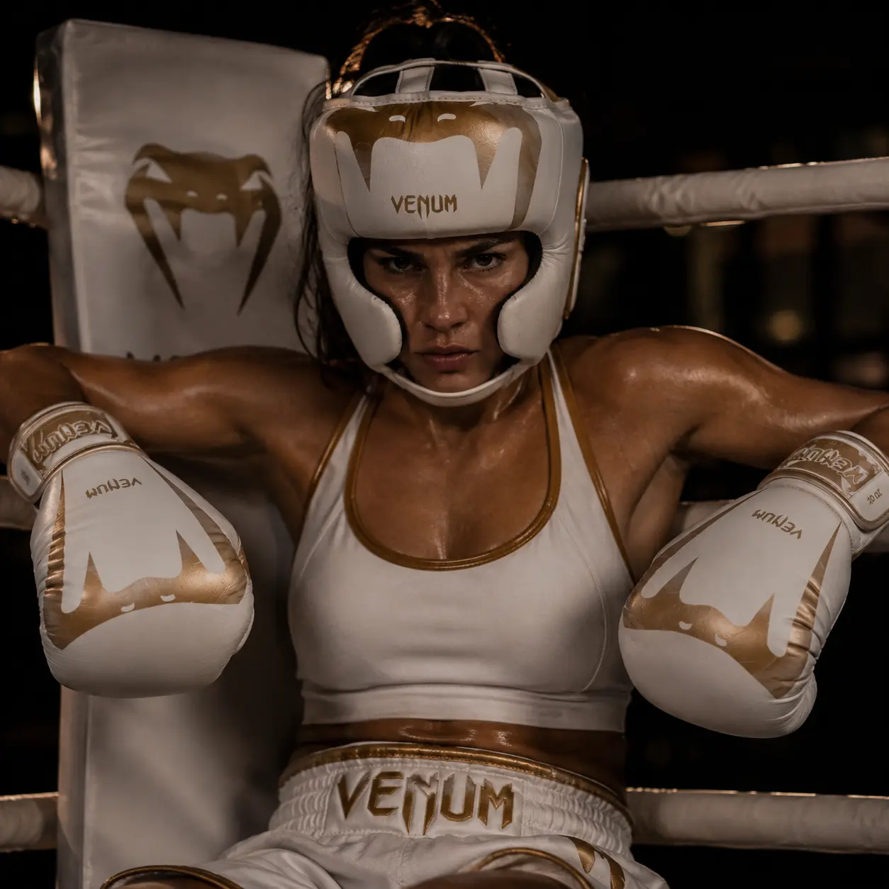Venum Giant 3.0 sparring mujer blanco dorado